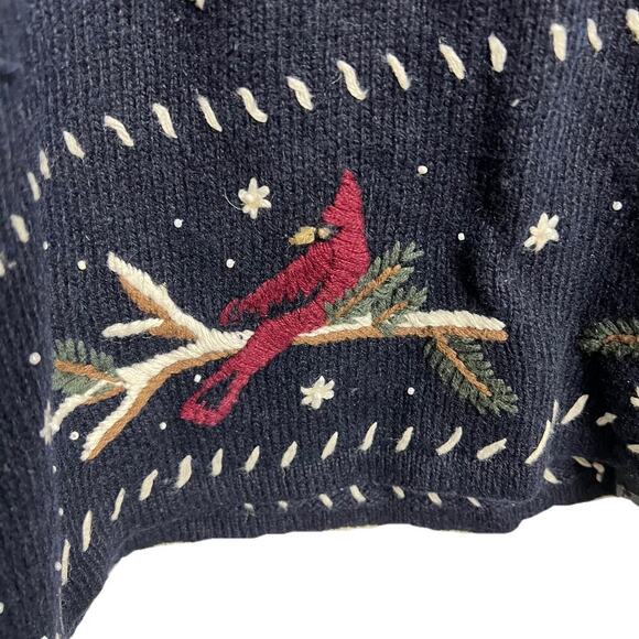 CJ Banks Hand Embroidered Cardinal Winter Sweater Vest 2X - Picture 5 of 6